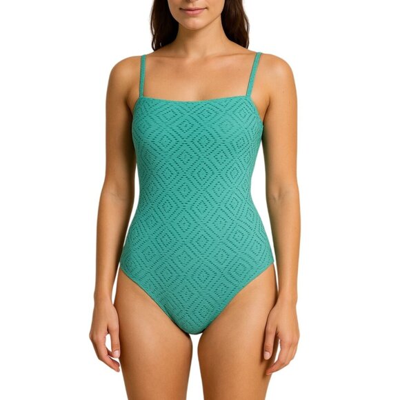 Catalina Teal Textured One-Piece Swimsuit Size M (8-10) Spaghetti Straps Diamond - Picture 1 of 5